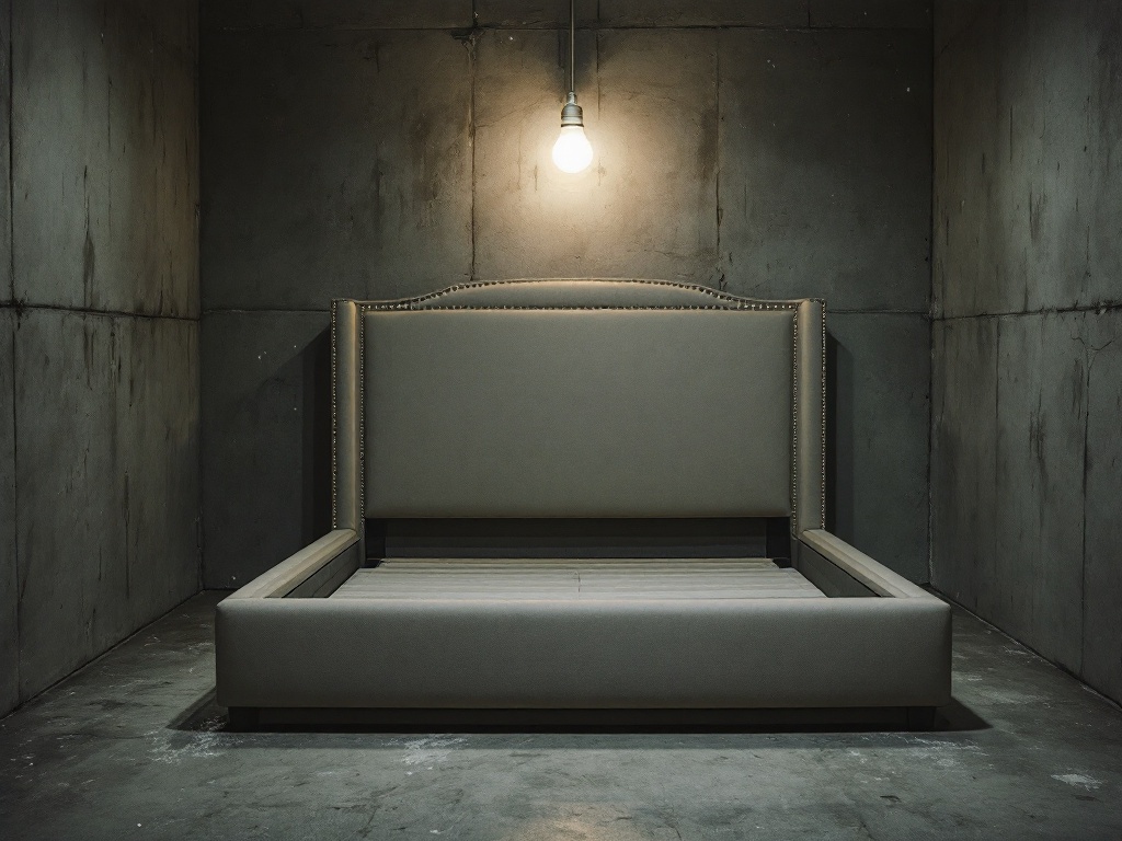 Empty bed frame in the storage unit